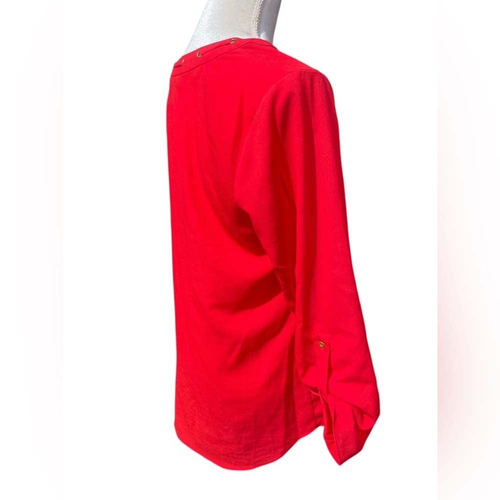 EUC Ellen Tracy Large Flowy Red Women's Tunic Top with Rivets Around Collar - Picture 6 of 8